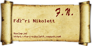Füri Nikolett névjegykártya